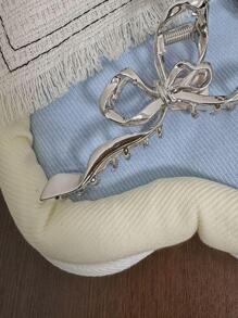 1 chiếc nơ nữ thiết kế kẹp tóc thời trang để trang trí tóc - Bạc - Xem 3