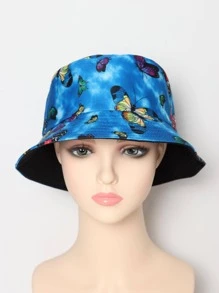 1 pièce Chapeau de soleil polyvalent pour femme avec motif papillon, style seau/pêcheur