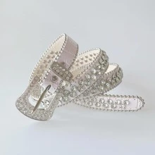 1pc Women Rhinestone Decor Luxury Y2K Belt For Summer - White - View 1