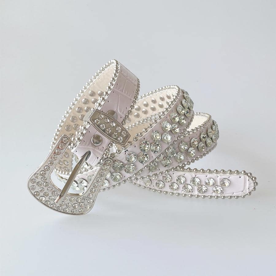 1pc Women Rhinestone Decor Luxury Y2K Belt For Summer - White - View 1