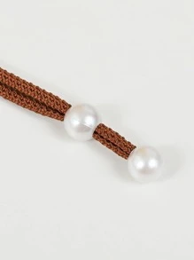 1入組人造珍珠裝飾窗簾綁帶 - 咖啡棕 - 查看 4