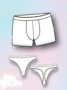 Duo de ropa interior puerquito negro - Rosa Fucsia - Ver 2