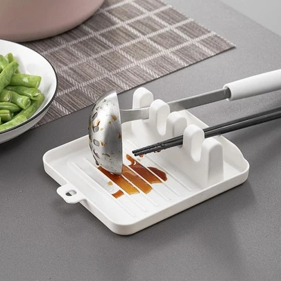 1 cái giá để nắp nồi nhà bếp, giá đựng dụng cụ nhà bếp đa năng bằng nhựa dùng để sắp xếp thìa, muỗng, xẻng.