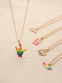 5 cái/bộ Mô hình sọc cầu vồng Vòng cổ mặt dây chuyền - Nhiều màu - Xem 1