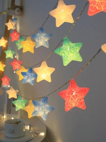 1pc Blow Molded Starburst Design LED String Light (5/10 Bulbs, 1/2 Meters) For Bedroom Decoration, Party & Wedding Decor, Birthday & Holiday Gift, Battery Operated - Yellow - View 1