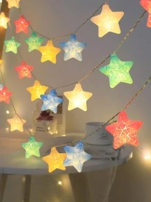 1pc Blow Molded Starburst Design LED String Light (5/10 Bulbs, 1/2 Meters) For Bedroom Decoration, Party & Wedding Decor, Birthday & Holiday Gift, Battery Operated - Yellow - View 3
