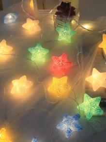 1pc Blow Molded Starburst Design LED String Light (5/10 Bulbs, 1/2 Meters) For Bedroom Decoration, Party & Wedding Decor, Birthday & Holiday Gift, Battery Operated - Yellow - View 4
