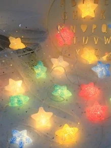 1pc Blow Molded Starburst Design LED String Light (5/10 Bulbs, 1/2 Meters) For Bedroom Decoration, Party & Wedding Decor, Birthday & Holiday Gift, Battery Operated - Yellow - View 7