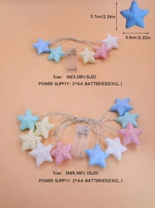 1pc Blow Molded Starburst Design LED String Light (5/10 Bulbs, 1/2 Meters) For Bedroom Decoration, Party & Wedding Decor, Birthday & Holiday Gift, Battery Operated - Yellow - View 2