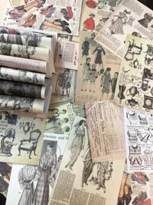 60pcs Figure Graphic Material Paper, Vintage Multi-purpose Decorative Craft Paper For DIY Craft, Hand Account - Multicolor - View 3