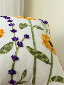 1入組向日葵刺繡織物靠墊套裝飾 - 彩色 - 查看 7