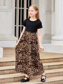Tween Girl Leopard Print A Line Dress - Multicolor - View 5