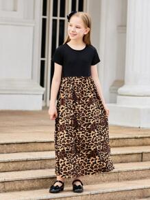 Tween Girl Leopard Print A Line Dress - Multicolor - View 4
