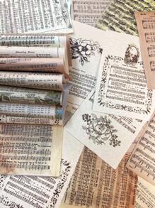 60張樂譜圖案材料紙，用於DIY工藝複古多用途裝飾牛皮紙，手帳 - 彩色 - 查看 3