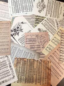 60張樂譜圖案材料紙，用於DIY工藝複古多用途裝飾牛皮紙，手帳 - 彩色 - 查看 2