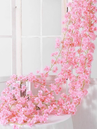 رمضان زينة رمضان قطعة واحدة من زهور صناعية معلقة ذات موحد اللون , إكليل من الأزهار الاصطناعية متعددة الأغراض ومصنوع من البوليستر للحفلات والزفاف والمنزل وأيام الفلانتين والهدايا