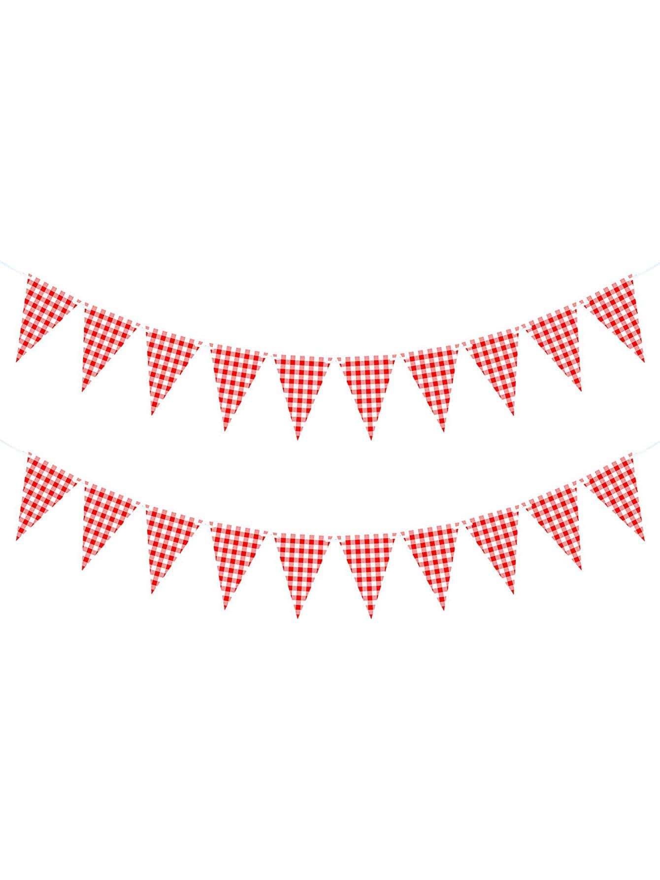1pc Plaid Pattern Decorative Pull Flag - Red - View 1