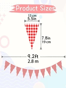 1pc Plaid Pattern Decorative Pull Flag - Red - View 5
