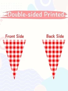 1pc Plaid Pattern Decorative Pull Flag - Red - View 4