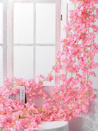 1 pièce Unicolore Fleur De Vigne Artificielle , Créatif En Polyester À Usages Multiples Guirlande De Fleur Artificielle Pour Fête , Mariage , Domicile