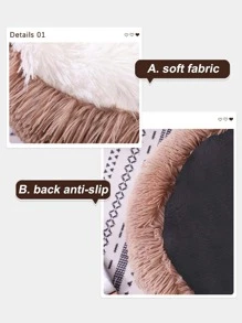 1入組冬季毛絨半封閉寵物床,適用於大型、中型和小型貓狗,附帶毛毯 - 咖啡棕 - 查看 5