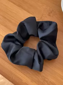 1件装女士纯色时尚发圈，可用于头发装饰、休闲发绳、马尾辫发圈、橡皮筋发圈、发绳、弹性发圈、发饰、头饰 - 黑色 - 查看 5