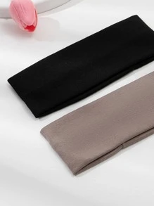 2条装纯色发带，适合返校季休闲头巾发带/吸汗带，秋冬季女士度假造型发饰，优雅围巾/头巾，柔软头巾