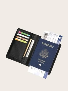 Long Pu Pattern Passport Clip New Multifunctional Passport Bag Travel Multi Card Id Bag Passport Case Passport Holder Passport Cover Passport Wallet for Holiday for Vacation Passport Pouch for Flight for Back to School for Men and Women Travel Essentials Travel Accessories