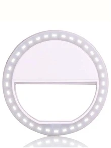 1pc Plastic Fill Light, Modern White Light Round Clip-on Selfie Light For Home - Black - View 5