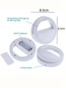 1pc Plastic Fill Light, Modern White Light Round Clip-on Selfie Light For Home - Black - View 6