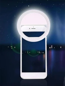 1pc Plastic Fill Light, Modern White Light Round Clip-on Selfie Light For Home - Black - View 4