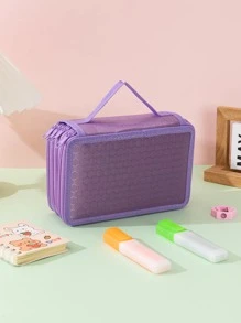 1 Đồng Màu Túi Đựng Văn Phòng Phẩm Đơn Giản Nhiều Lớp Di Động Công Suất Lớn Túi Đựng Bút Cho Học Sinh Bút Người Tổ Chức - Hồng - Xem 4