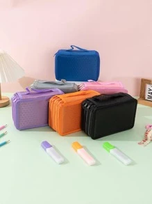 1 Đồng Màu Túi Đựng Văn Phòng Phẩm Đơn Giản Nhiều Lớp Di Động Công Suất Lớn Túi Đựng Bút Cho Học Sinh Bút Người Tổ Chức - Hồng - Xem 5