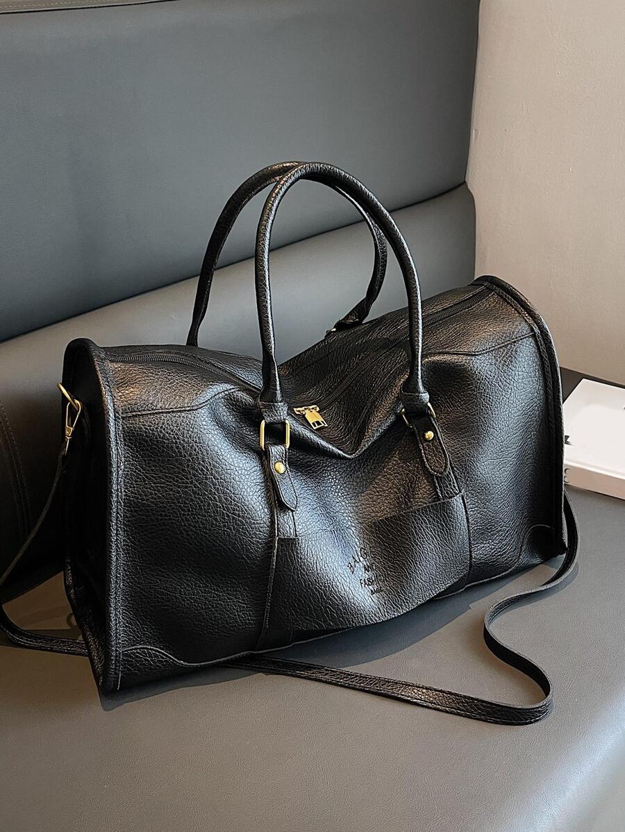 MOBAOFANG Letter Graphic Travel Bag Double Handle Small - Black - View 1