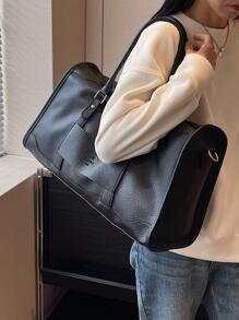 MOBAOFANG Letter Graphic Travel Bag Double Handle Small - Black - View 5