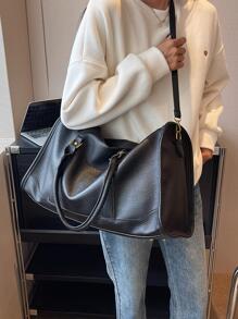 MOBAOFANG Letter Graphic Travel Bag Double Handle Small - Black - View 2