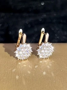 Vanel 1 对银色向日葵锆石耳钉，闪亮锆石耳环，适合送给女友、新娘派对伴娘的珠宝礼物 - 銀色 - 查看 10