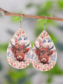 1 đôi bông tai hình con bò PU dễ thương cho phụ nữ cho lễ hội - Nhiều màu - Xem 1