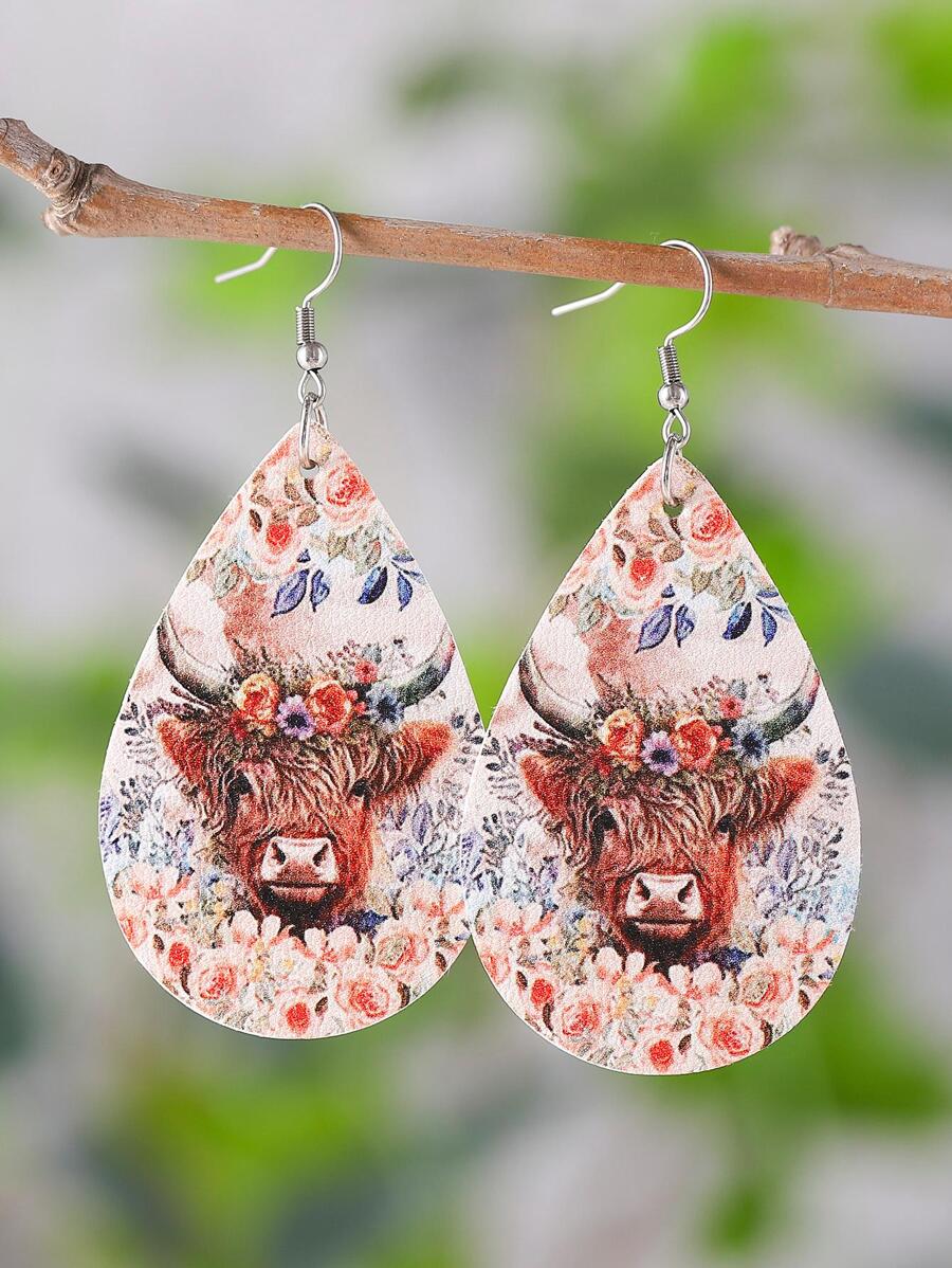 1 đôi bông tai hình con bò PU dễ thương cho phụ nữ cho lễ hội - Nhiều màu - Xem 1