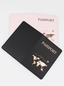 Couples Travel Gold Foil Passport Holder Set 2pcs - Multicolor - View 3