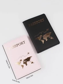 Couples Travel Gold Foil Passport Holder Set 2pcs - Multicolor - View 6