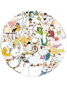 50pcs Cartoon Duck Pattern Assorted Sticker, Cute Multi-purpose Decorative Sticker For DIY Craft, Hand Account Decoration - Multicolor - View 3