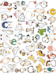 50pcs Cartoon Duck Pattern Assorted Sticker, Cute Multi-purpose Decorative Sticker For DIY Craft, Hand Account Decoration - Multicolor - View 1