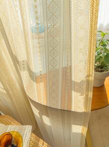 1入組幾何樣式單片透視窗簾 - 米色 - 查看 3