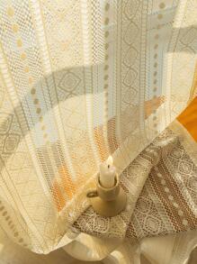 1入組幾何樣式單片透視窗簾 - 米色 - 查看 4