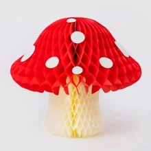 1 bóng tổ ong giấy hình nấm - Đỏ - Xem 6