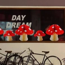 1 bóng tổ ong giấy hình nấm - Đỏ - Xem 3