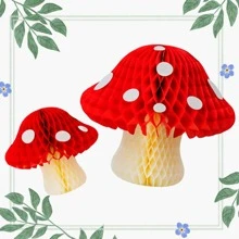 1 bóng tổ ong giấy hình nấm - Đỏ - Xem 1