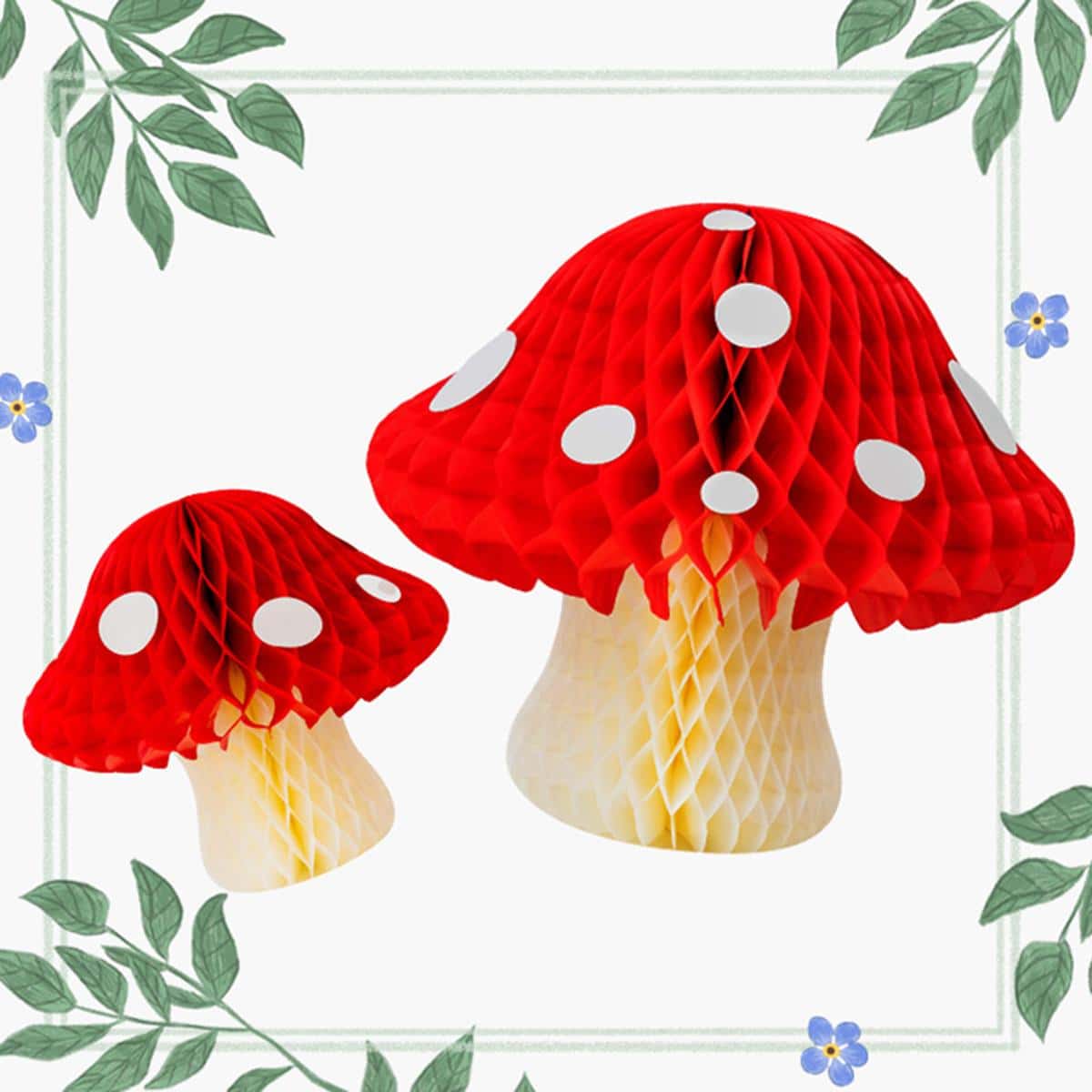 1 bóng tổ ong giấy hình nấm - Đỏ - Xem 1