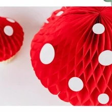 1 bóng tổ ong giấy hình nấm - Đỏ - Xem 7